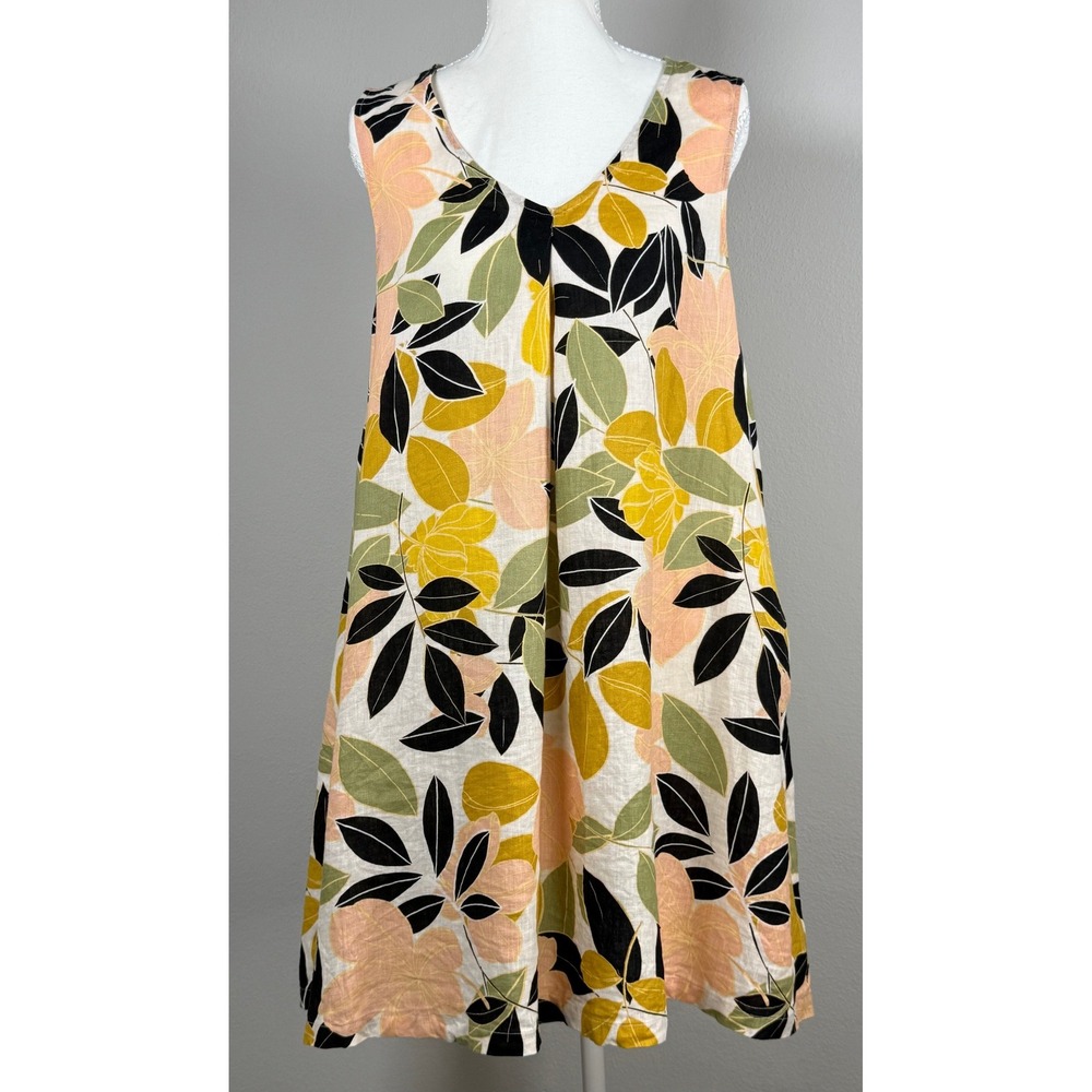Rachel Zoe Shift Dress Women's M 100% Linen Floral Retro Classic Vacation Resort